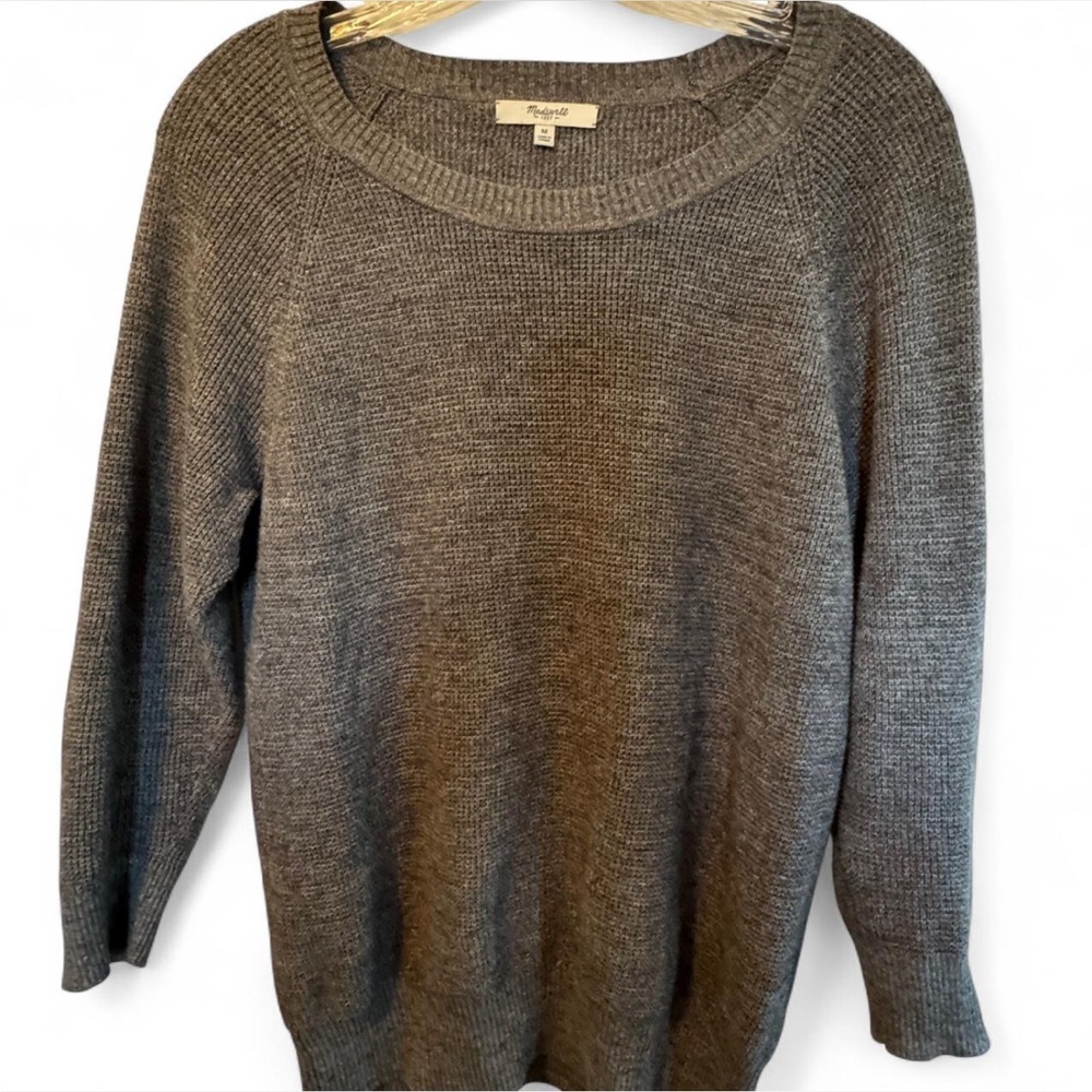 Madewell Gray Crewneck Sweater 3/4 sleeves Knit Minimalist size M